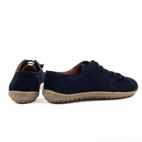Koel izzie eco navy seemisnahast stiilsed ja mugavad tumesinised barefoot jalanõud kummipaeltega
