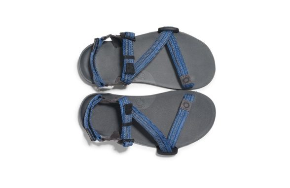 Xero Shoes Z-Trail Youth barefoot sandals for kids with blue textile straps, perfect for summer