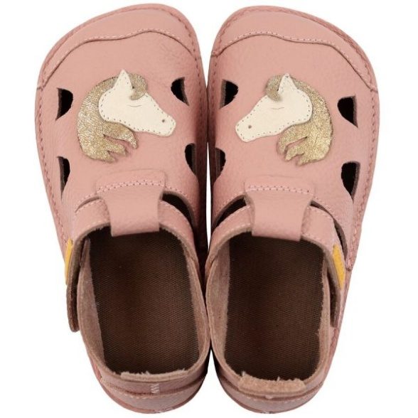 Tikki Nido Pony pink leather barefoot sandals for kids with velcro strap