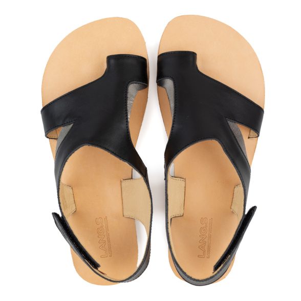 Lang.s gaia black üleni musta värvi nahast barefoot sandaalid naistele