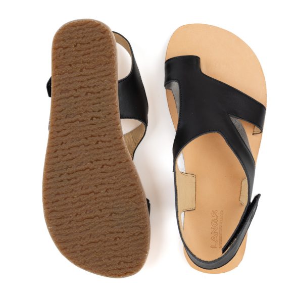 Lang.s gaia black üleni musta värvi nahast barefoot sandaalid naistele