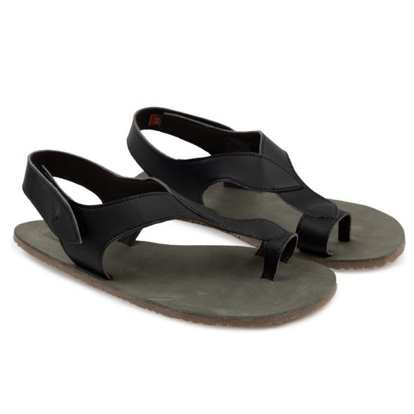 lang.s soul vegan noir musta värvi veganmaterjalidest barefoot sandaalid krõpskinnitusega