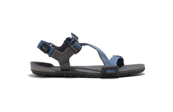 Xero Shoes Z-Trail Youth barefoot sandals for kids with blue textile straps, perfect for summer