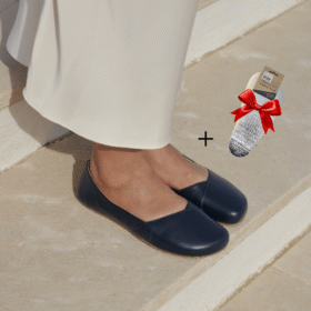 Shapen Peony Navy Leather baleriinad - Keskmine + KINGITUS 🎁