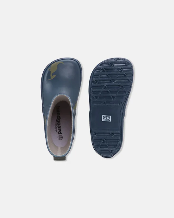 Bundgaard Charly High Navy Dino rubber boots - Image 3