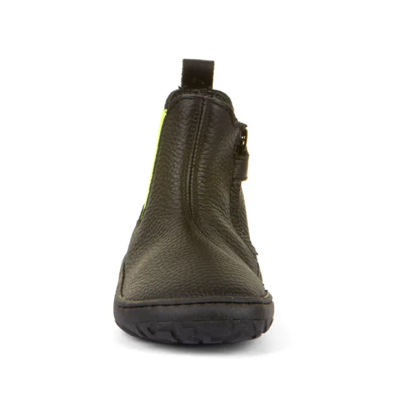 Froddo barefoot Chelys black/yellow üleni nahast musta värvi ja kollase kummiga barefoot saapad lukuga noortele ja lastele