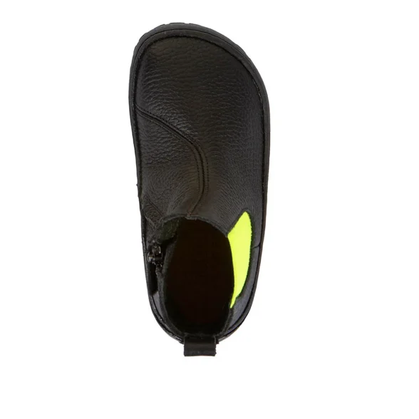 Froddo barefoot Chelys black/yellow üleni nahast musta värvi ja kollase kummiga barefoot saapad lukuga noortele ja lastele