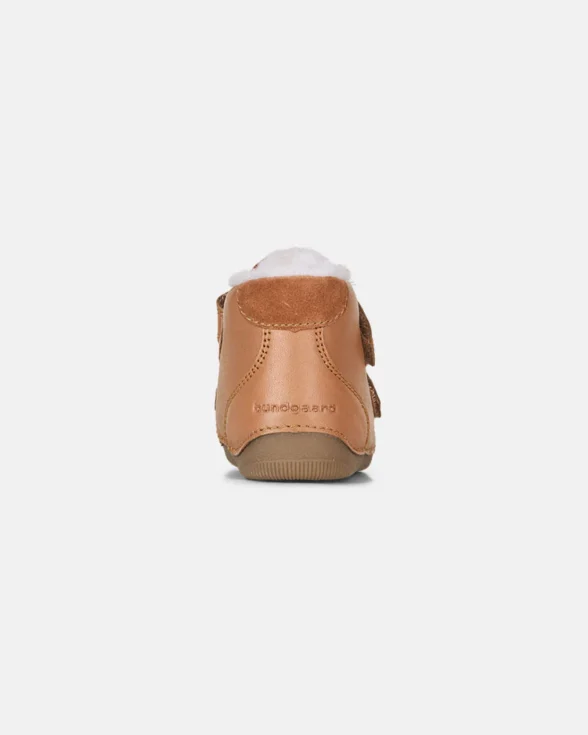 bundgaard petit winter cognac pruuni värvi nahast sooja villase voodriga laste barefoot talvesaapad esimesteks sammudeks