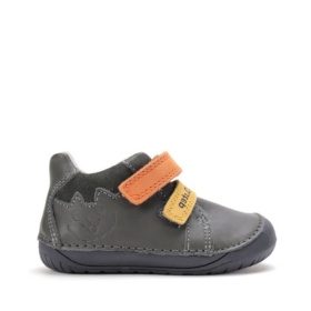 d.d.step khaki bear kollase ja oranši krõpsuga karu motiiviga laste barefoot saapad nahast