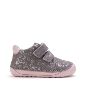 d.d.step Dark Grey Metallic Flowers sädelevate roosade lillede ja roosade taldadega barefoot saapad lastele