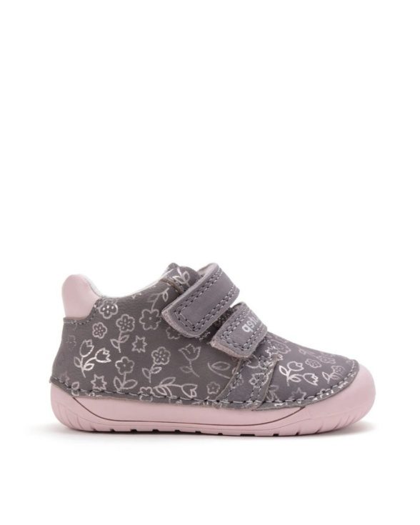 d.d.step Dark Grey Metallic Flowers sädelevate roosade lillede ja roosade taldadega barefoot saapad lastele