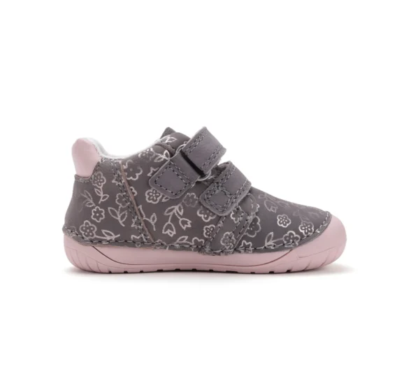 d.d.step Dark Grey Metallic Flowers sädelevate roosade lillede ja roosade taldadega barefoot saapad lastele