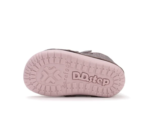 d.d.step Dark Grey Metallic Flowers sädelevate roosade lillede ja roosade taldadega barefoot saapad lastele