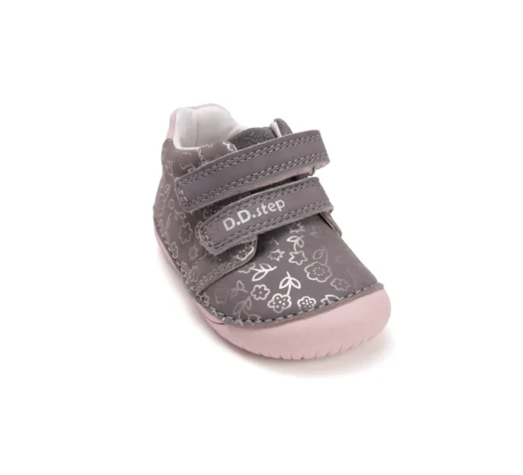 d.d.step Dark Grey Metallic Flowers sädelevate roosade lillede ja roosade taldadega barefoot saapad lastele