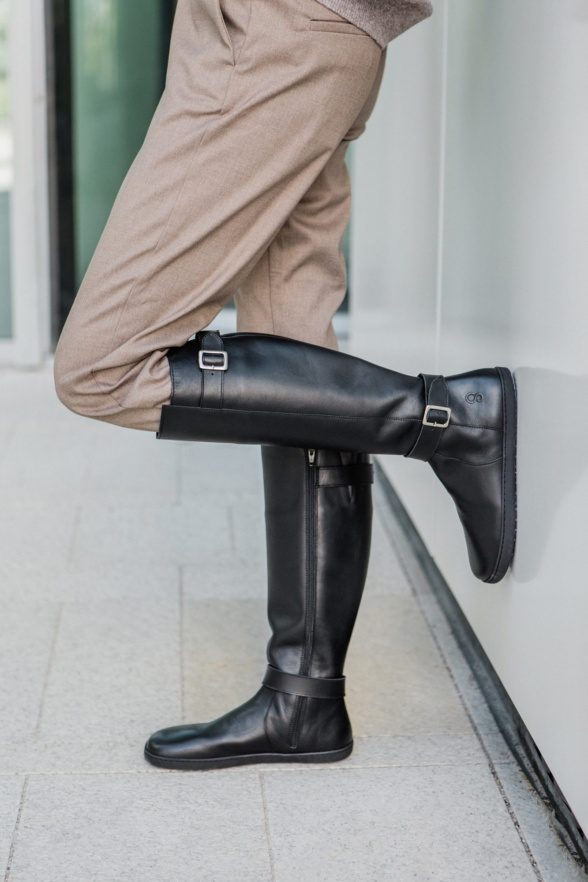 shapen glam black veganmaterjalidest pika säärega barefoot saapad naistele