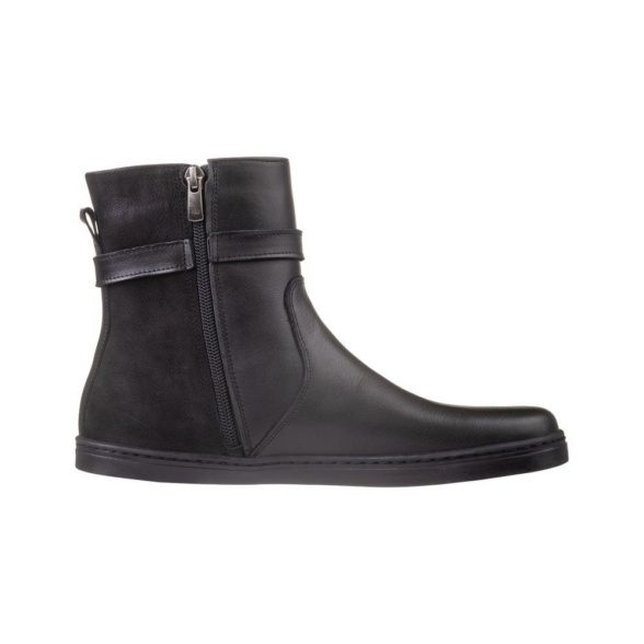 peerko glamour black üleni musta värvi nahast lukuga barefoot saapad naistele