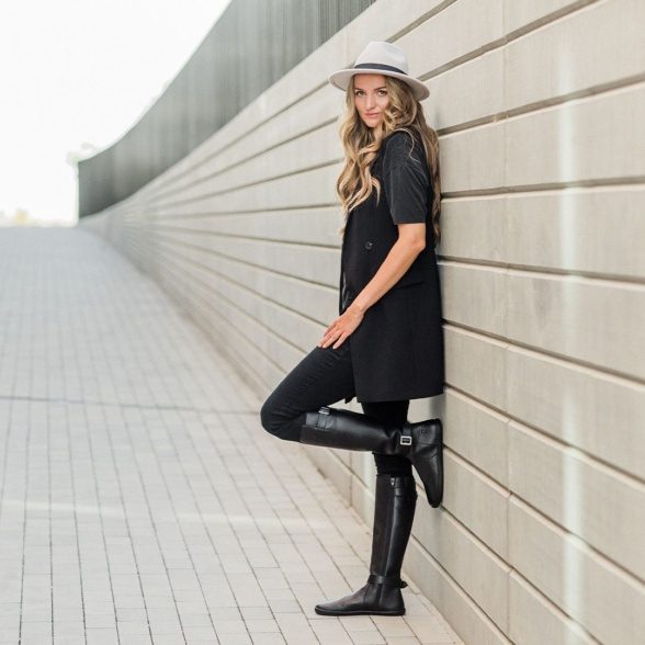 shapen glam black veganmaterjalidest pika säärega barefoot saapad naistele