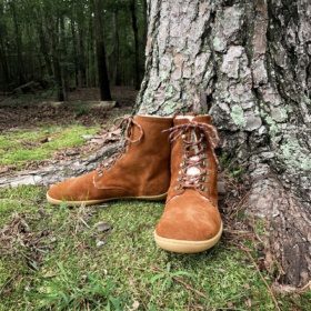 mukishoes lapedo pruuni värvi nahast saapad koheva puuvillase voodriga. Barefoot saapad unisex talvesaapad