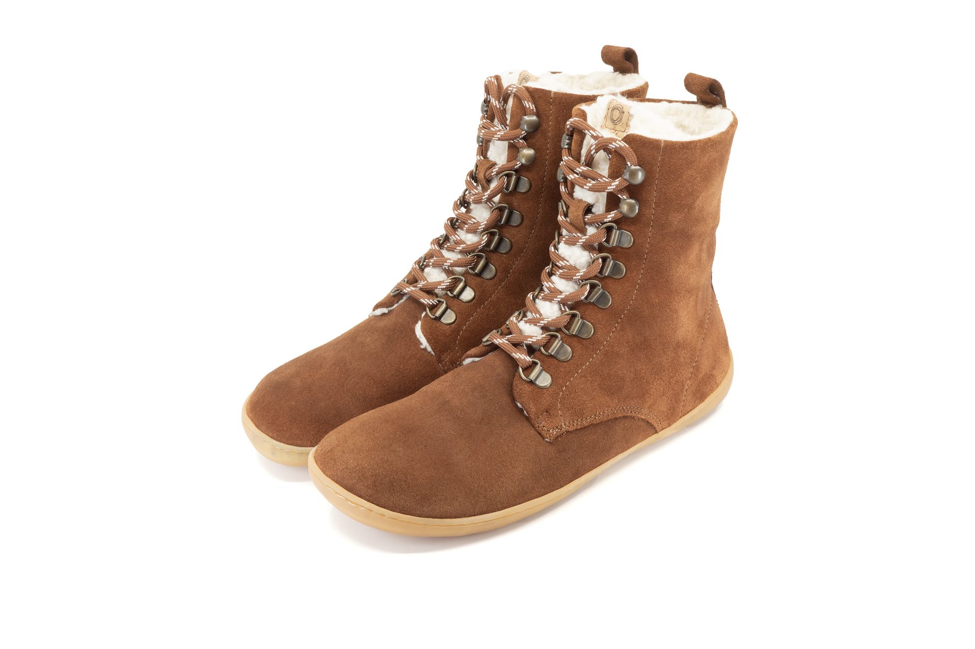 mukishoes lapedo pruuni värvi nahast saapad koheva puuvillase voodriga. Barefoot saapad unisex talvesaapad