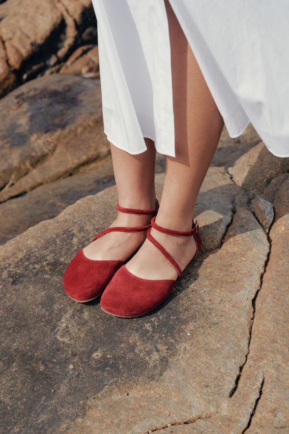 shapen orchid bordeaux wide seemisnahast punast värvi barefoot kingad