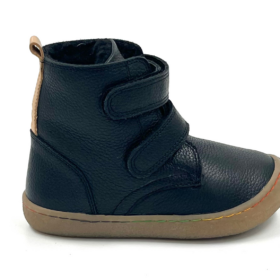 Minimus Robin 2 Black musta värvni nahast laste barefoot talvesaapad krõpsudega