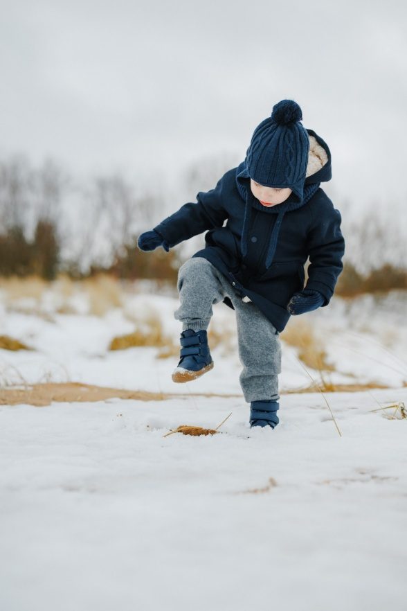 Minimus Robin 2 navy sinist värvi sooja voodriga barefoot saapad lastele
