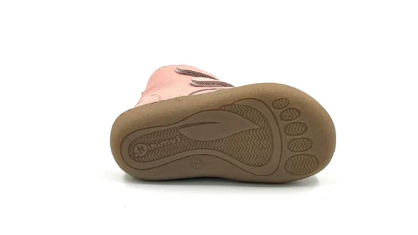 Minimus Robin 2 Pink roosat värvi nahast krõpsudega barefoot saapad tüdrukutele soojad talvesaapad kummist tald
