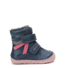 d.d.step royal blue pink stripe sooja villase voodriga nahast laste barefoot talvesaapad krõpsudega