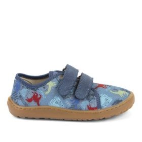 froddo barefoot canvas Dark Denim dinosaurustega sinist värvi tekstiilist ja krõpsudega laste barefoot tennised